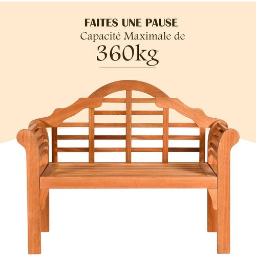 Banc De Jardin Pliable En Bois En Eucalyptus Avec Dossier Haut,charge 360kg,123 X 54 X 96cm