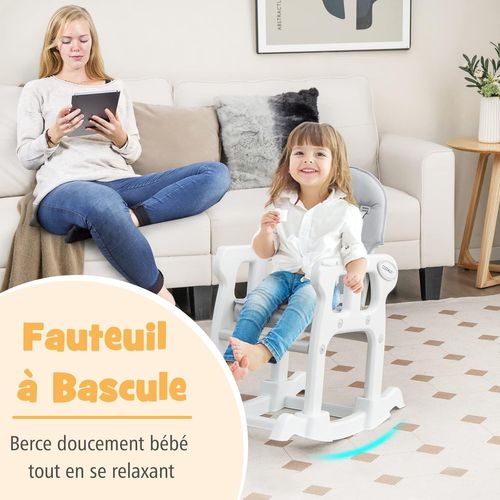 3 En 1 Chaise Haute Bébé Convertible Avec Plateau, Harnais 5 Points, Charge 20kg, 6-36 Mois Gris
