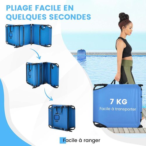 Chaise Longue Pliante Réglable à 5 Positions Avec Trou Pour Visage, Charge 160kg, 63 X 30 X 194 Cm