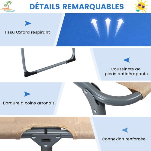 Chaise Longue Pliante Réglable à 5 Positions Avec Appuie-tête Cavité Faciale,charge 150kg, Beige
