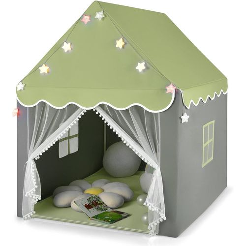 Tente De Jeux Pour Enfants, Cabane Enfant Avec Tapis Lavable, 105 X 121 X 136 Cm Vert