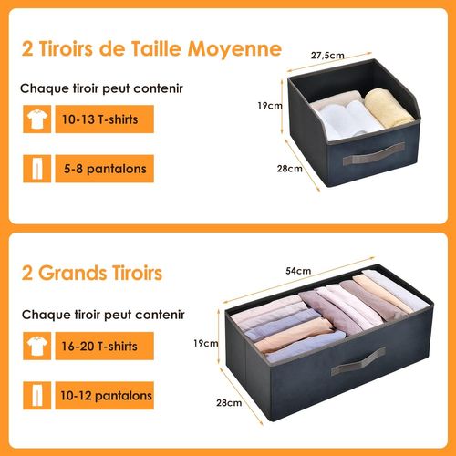 Commode En Tissu Avec 4 Tiroirs, 2 Étagères, Cadre En Métal Pour Salon, Entrée, 84 X 30 X 85 Cm