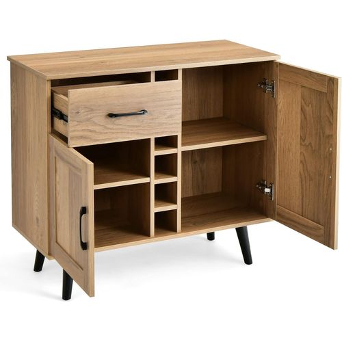 Buffet Cuisine Industriel Avec 6 Porte-bouteilles, Placard 2 Portes,90 X 40 X 79 Cm