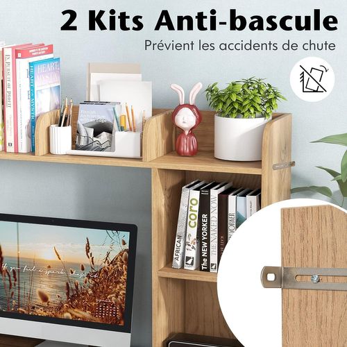 Bibliothèque, Étagere à Poser Sur Meuble, 94 X 25 X 74 Cm (naturel)