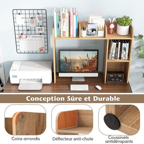 Bibliothèque, Étagere à Poser Sur Meuble, 94 X 25 X 74 Cm (naturel)