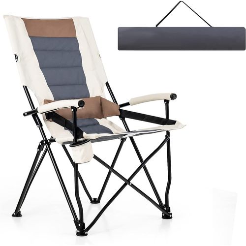 Chaise Pliante Camping Charge 150 Kg, Fauteuil Pliant Camping Extérieur Portable Cadre Métal