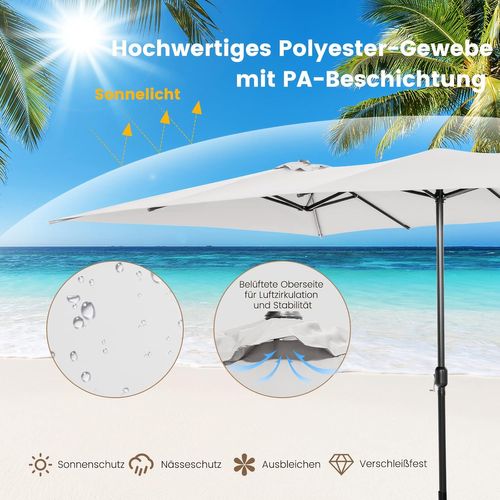 Parasol De Jardin Double XXL 426 X 265cm Poignée à Manivelle, Beige