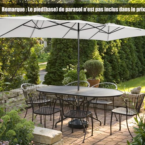 Parasol De Jardin Double XXL 426 X 265cm Poignée à Manivelle, Beige
