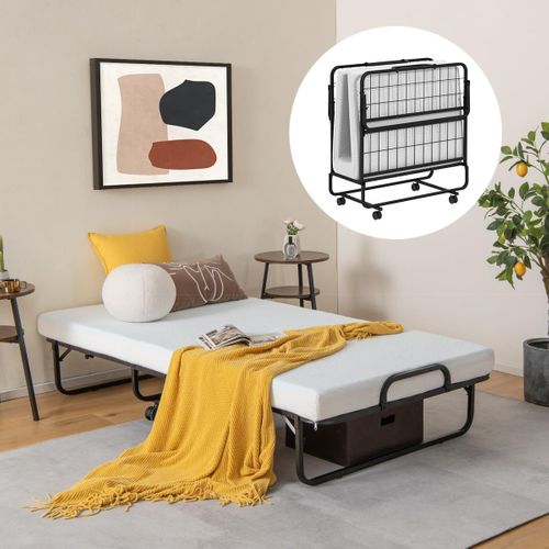 Lit Pliant 1 Personne Adulte 191x96cm Avec Matelas En Mousse