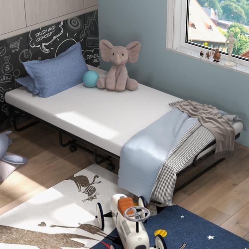 Lit Pliant 1 Personne Adulte 191x96cm Avec Matelas En Mousse