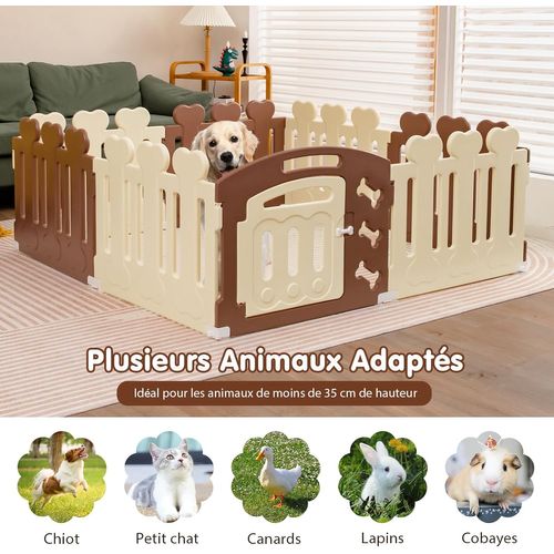 Parc Pour Chien à 8 Panneaux Avec Porte, Enclos Chien En Hdpe 155 X 155 X 60 Cm