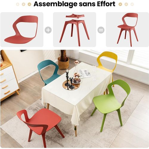 Chaise Salle à Manger Lot De 4, Chaise Scandinave Cuisine En Pp En 4 Couleurs