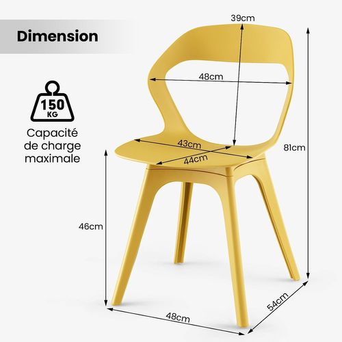 Chaise Salle à Manger Lot De 4, Chaise Scandinave Cuisine En Pp En 4 Couleurs