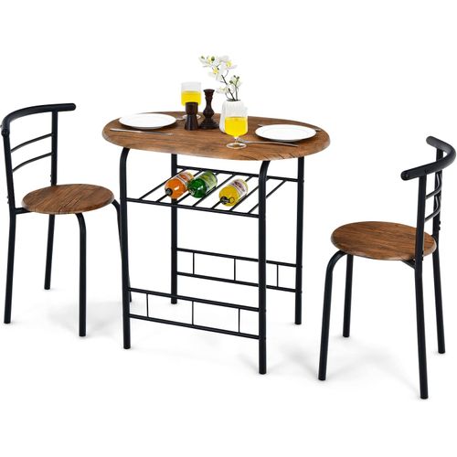 Ensemble De Table Et 2 Chaises De Salle à Manger,80 X 53 X75cm (l X L X H) Marron + Noir