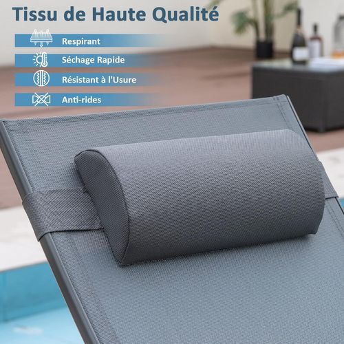 Bain De Soleil Design à Glissement à Dossier Réglable 3 Positions(gris)