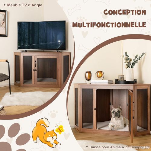 Cage Pour Chien Intérieur XXL, Cage D’angle Pour Animaux De Compagnie 114 X 60 X 68 Cm