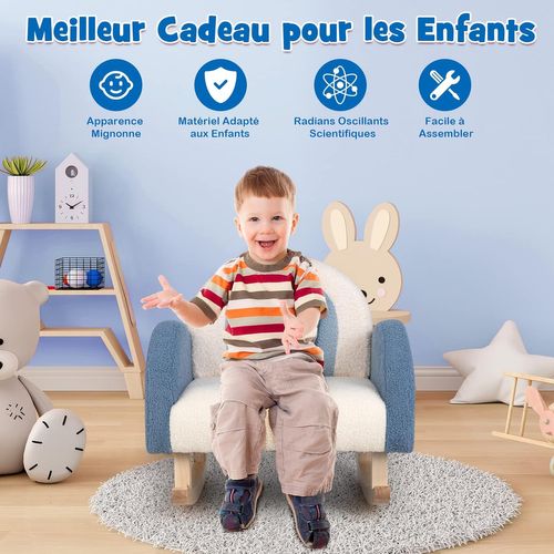 Fauteuil À Bascule Enfant, Fauteuil En Peluche Moderne Avec Pieds En Bois De Peuplier À Bascule