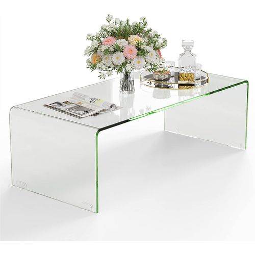 Table Basse Salon En Verre Forme De U Avec Bords Arrondis Lisses