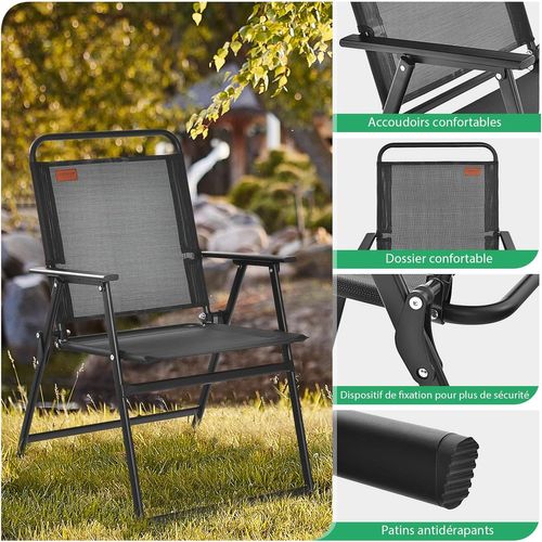 Chaise Pliante Extérieur Lot De 4, Chaise De Jardin Pliante Gris