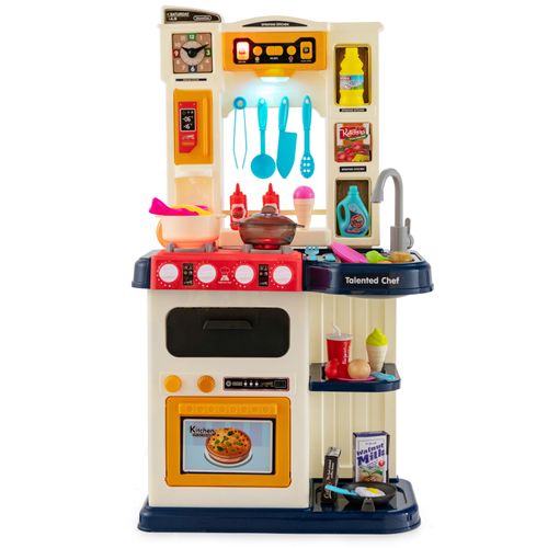 Jeu De Cuisine Pour Enfants Avec 65 Accessoires, Jeu De Simulation 45 X 26 X 79 Cm (bleu)