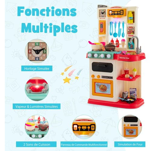 Jeu De Cuisine Pour Enfants Avec 65 Accessoires, Jeu De Simulation 45 X 26 X 79 Cm (rose)