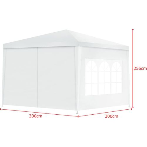 Tonnelle De Jardin 3x3m, Tente De Reception Avec 4 Bâches Amovibles Et Fenêtres Transparentes