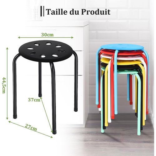 Lot De 6 Tabourets Empilables, Tabourets De Bars Ronds Structure En Métal(multicolore)