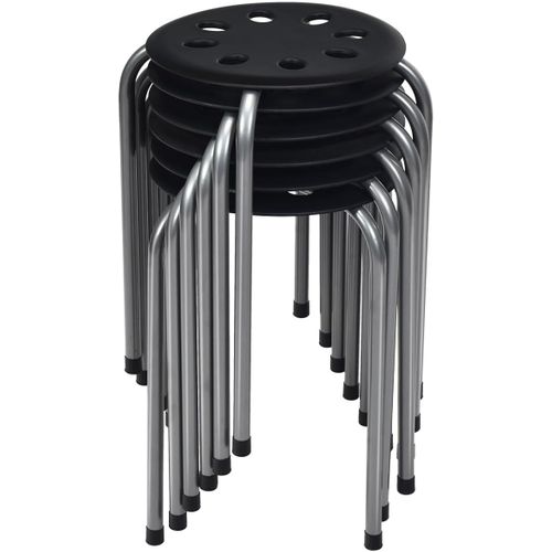 Lot De 6 Tabourets Empilables, Tabourets De Bars Ronds Structure,gris Foncé