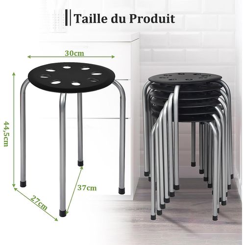 Lot De 6 Tabourets Empilables, Tabourets De Bars Ronds Structure,gris Foncé