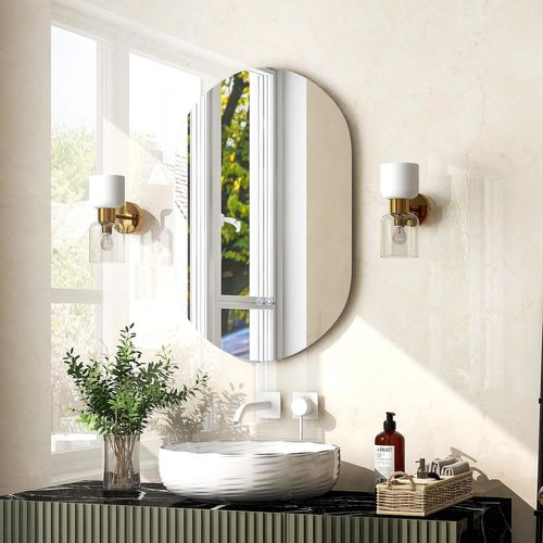 Miroir Salle De Bain LED Ovale 80 X 50 Cm Avec Eclairage 3 Couleurs/miroir Lumineux Antibuée Antidé