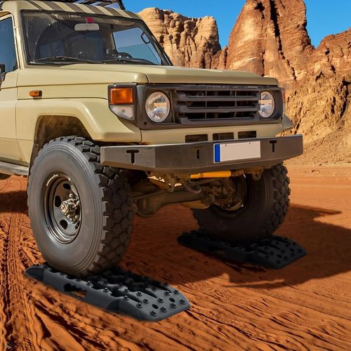 2 Planches De Récupération Tout-terrain, Tapis De Traction Nylon Charge 10t (noir, 58 X 31 X 6 Cm)