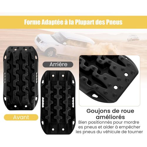 2 Planches De Récupération Tout-terrain, Tapis De Traction Nylon Charge 10t (noir, 58 X 31 X 6 Cm)