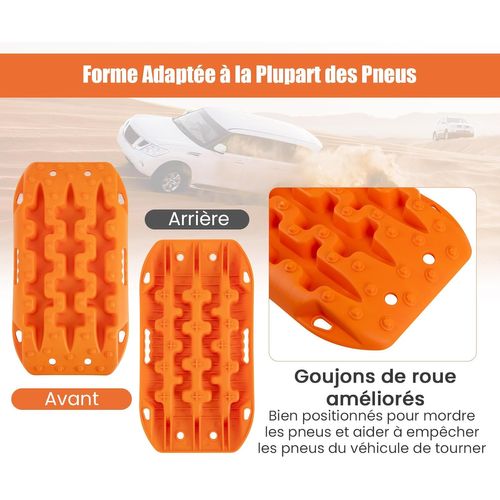Planche De Récupération Tout-terrain 2 Pièces, Tapis De Traction En Nylon, 58 X 31 X 6 Cm, Orange