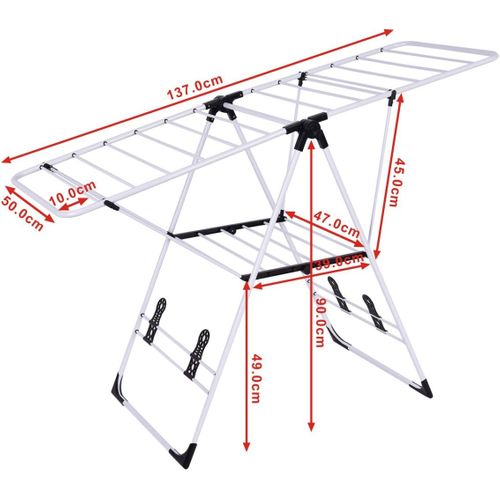 Étendoir Linge Intérieur, Sechoir à Linge Pliable En Acier Inox 2 Niveaux, Tancarville Linge Solide