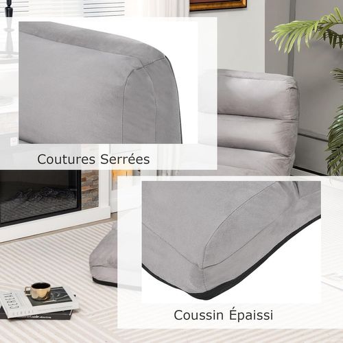 Fauteuil Relax Salon En Faux Daim Pliable, Réglable Sur 5 Positions (gris)