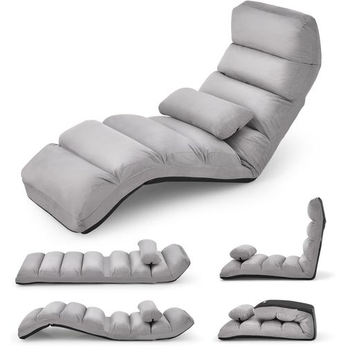 Fauteuil Relax Salon En Faux Daim Pliable, Réglable Sur 5 Positions (gris)