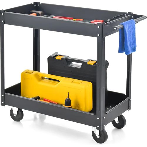 Chariot à Outils 2 Étagères Charge 50 Kg Avec Poignée,atelier Garage Maison 85 X 41 X 79 Cm (noir)