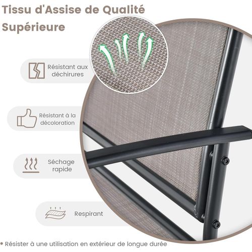 Salon De Jardin 2 Pièces Avec Table Basse Causeuse à Bascule Charge 360kg(marron)