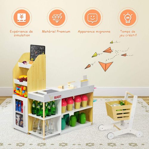 Jouet De Supermarché Pour Enfant, Caisse De Supermarché, Scanner, Chariot,lecteur De Carte