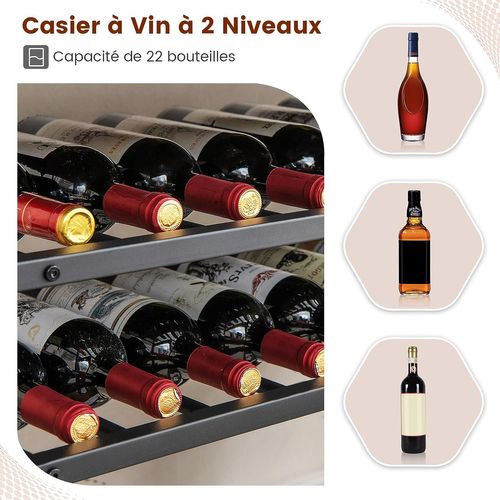 Étagère à Vin 22 Bouteilles, Meuble De Bar Autoportant Style Industriel Marron Rustique