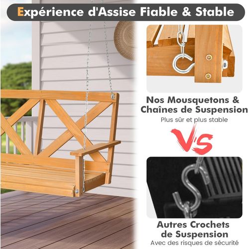 Balançoire De 134 Cm De Porche Pour 2 Personnes, Charge Jusqu'à 240 Kg