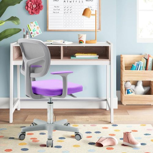 Chaise De Bureau Pivotante Enfants Avec Hauteur Réglable 80-91,5cm, Siège à Roulettes Enfants