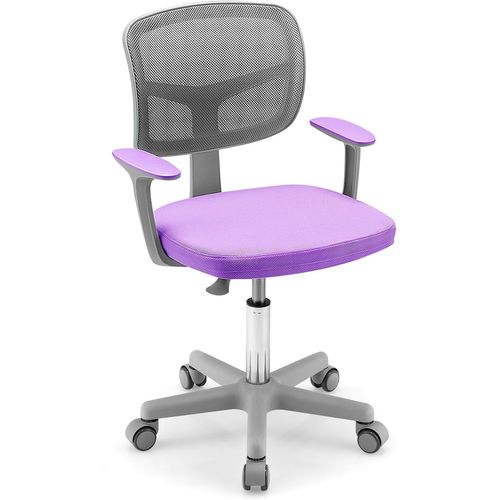 Chaise De Bureau Pivotante Enfants Avec Hauteur Réglable 80-91,5cm, Siège à Roulettes Enfants