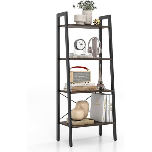 Étagère à 4 Niveaux, Bibliothèque Étagère De Rangement Style Industriel 56 X 34 X 138 Cm(chêne Gris)