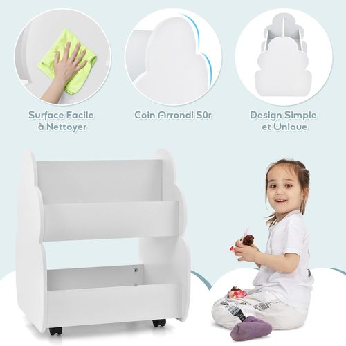 Bibliothèque Enfants En Bois Avec Forme D’arbre, Étagère De Rangement Enfants, 3 Ans+ (blanc)