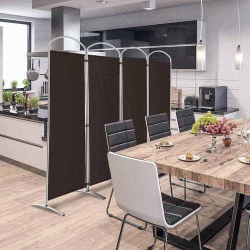 Grand Paravent Pliant à 4 Panneaux, Séparateur De Pièce Pliable, Tissu Autoportant (café)