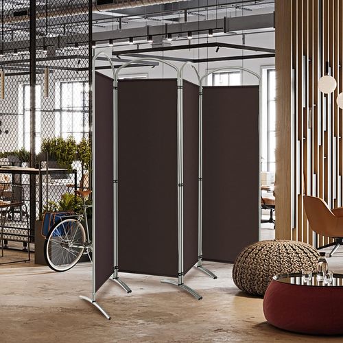 Grand Paravent Pliant à 4 Panneaux, Séparateur De Pièce Pliable, Tissu Autoportant (café)