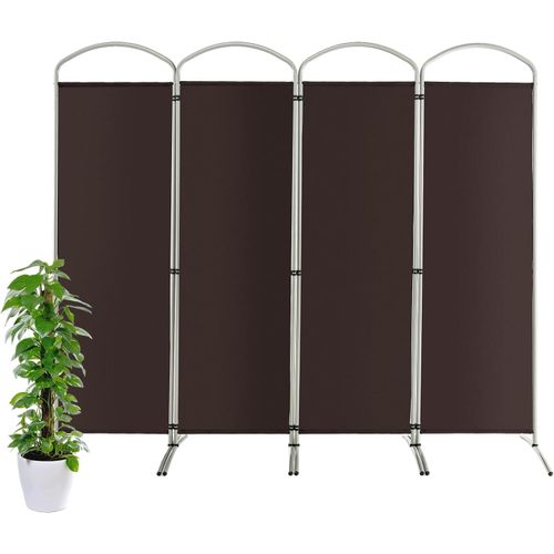 Grand Paravent Pliant à 4 Panneaux, Séparateur De Pièce Pliable, Tissu Autoportant (café)