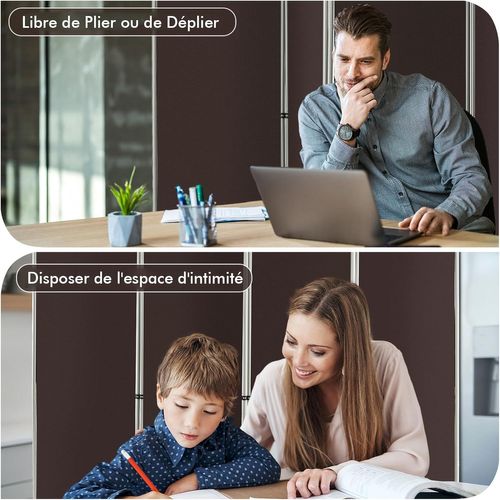 Grand Paravent Pliant à 4 Panneaux, Séparateur De Pièce Pliable, Tissu Autoportant (café)