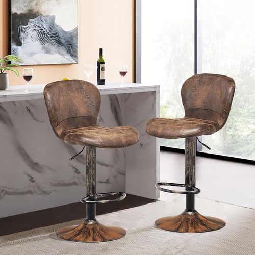 Tabourets De Bar Pivotants Lot De 2, Chaise De Bar Industrielle Avec Repose-pieds, Marron Rustique